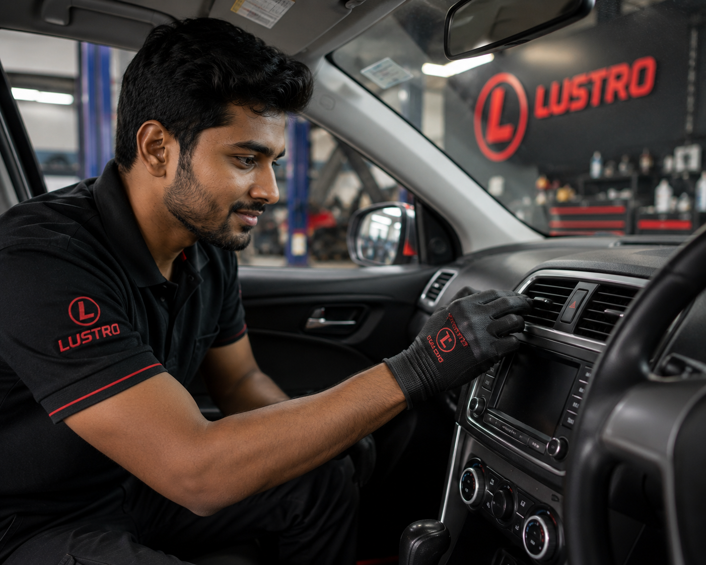 Hand adjusting a car's air conditioning vent
